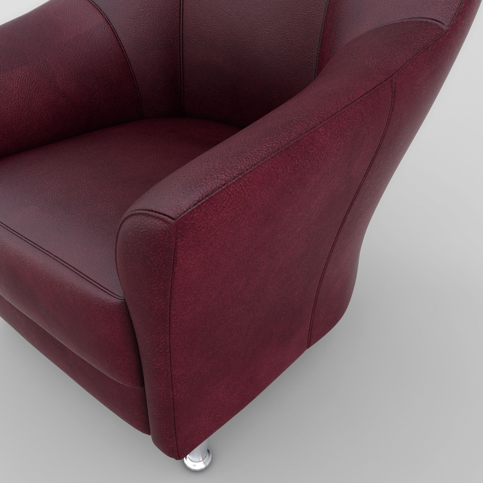 Chair maroon leather 3D model_8