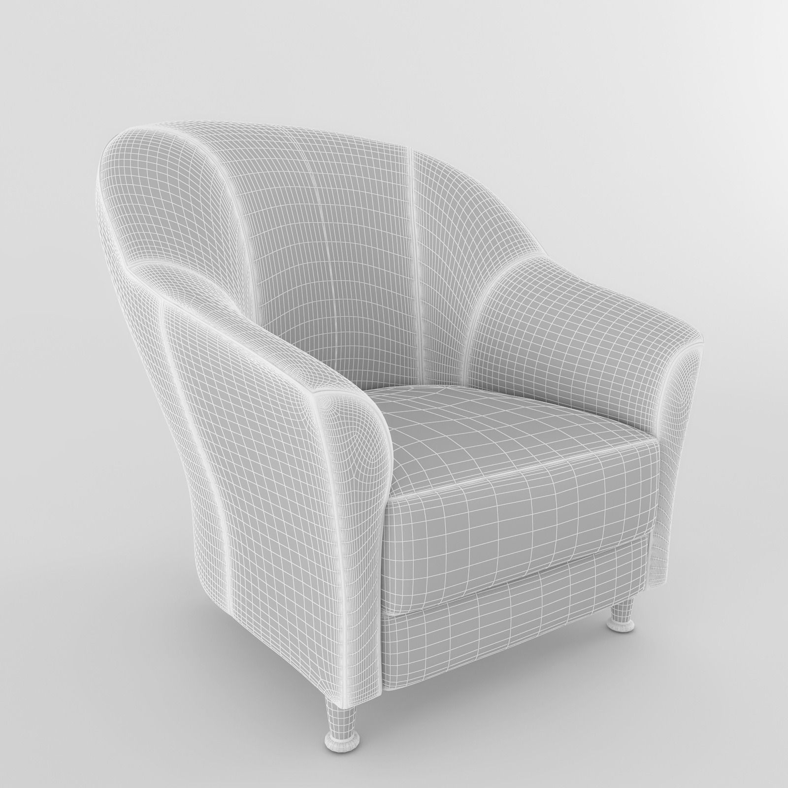 Chair maroon leather 3D model_1