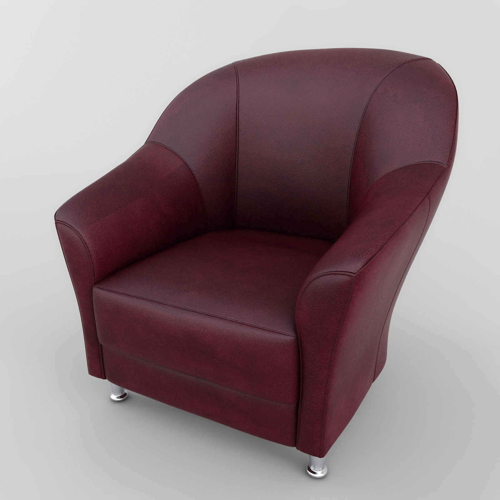 Chair maroon leather 3D model_4