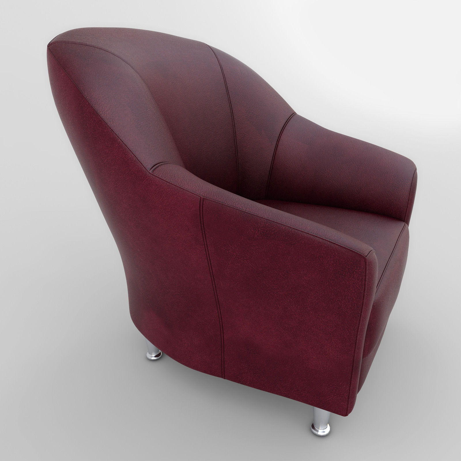 Chair maroon leather 3D model_6