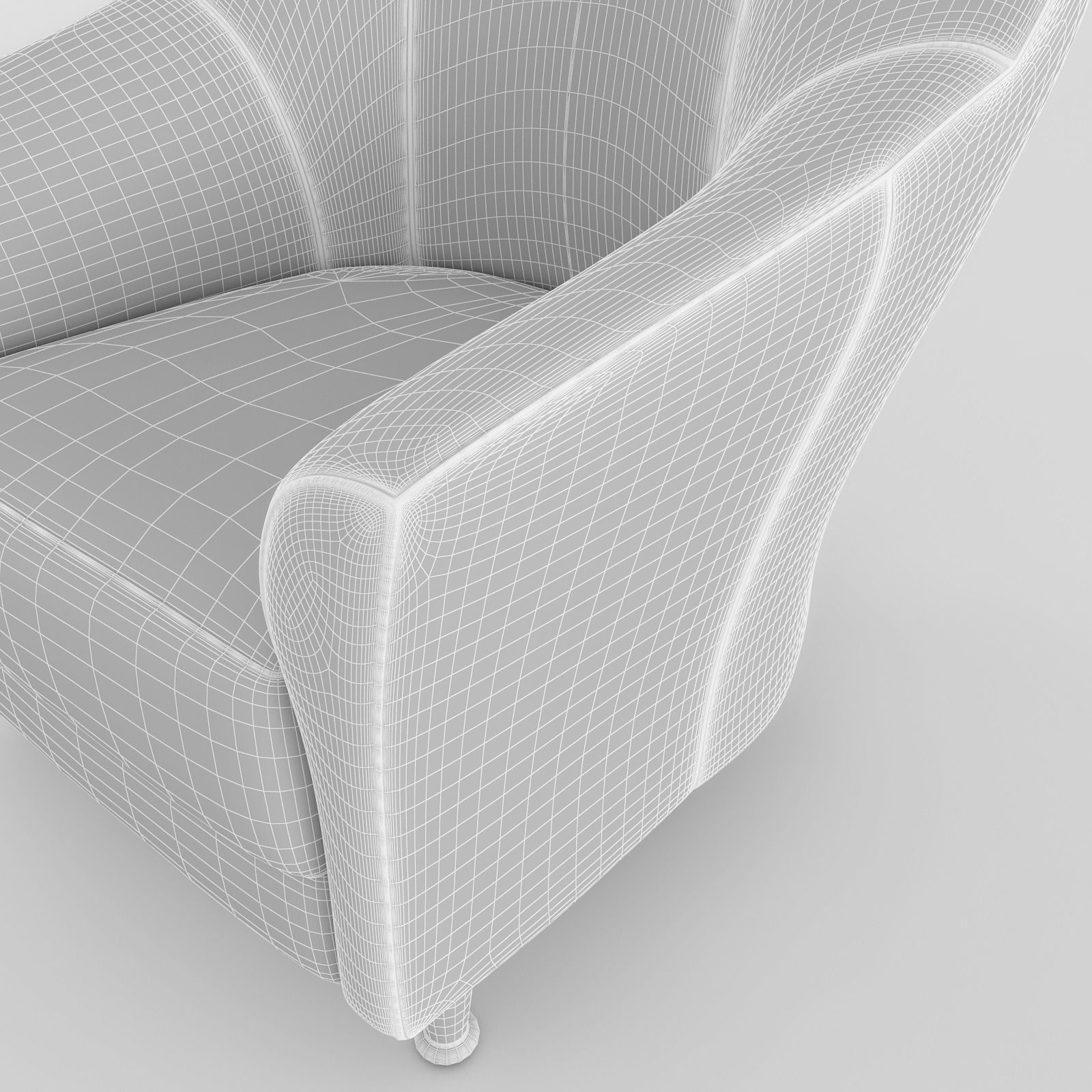Chair maroon leather 3D model_9