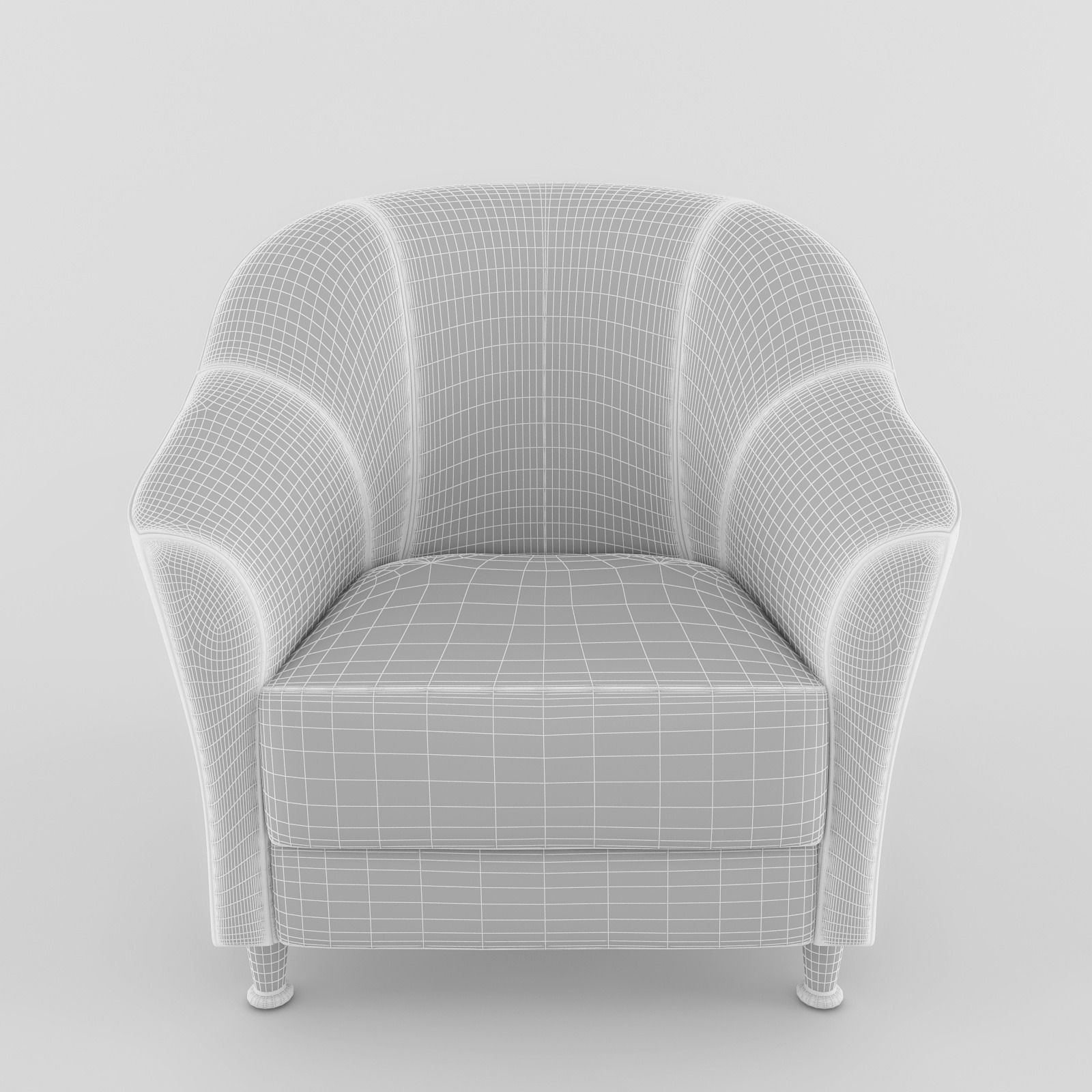 Chair maroon leather 3D model_3