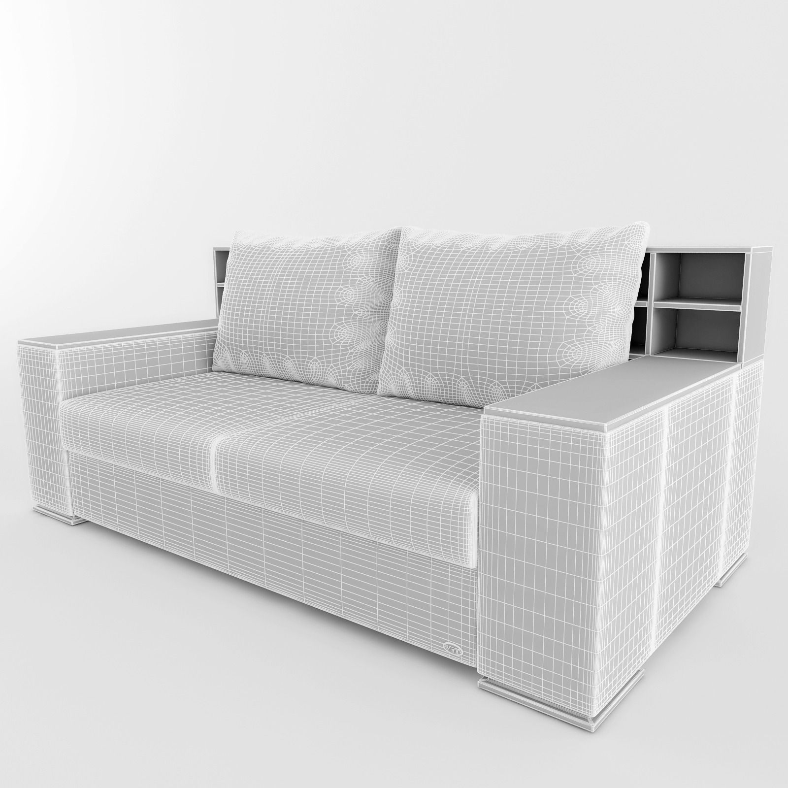Sofa with floral pattern 3D model_3