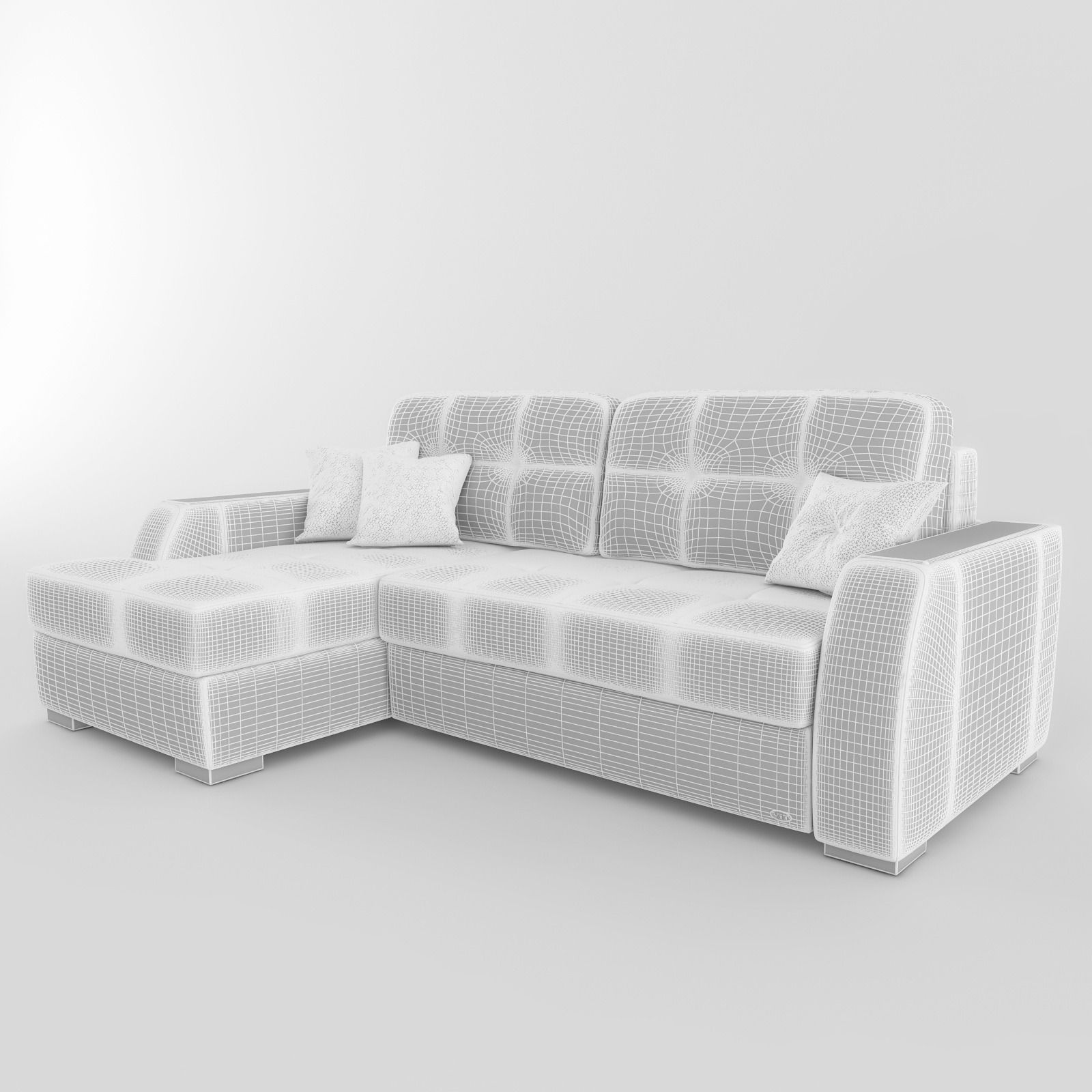 Sofa leather sectional 3D model_1