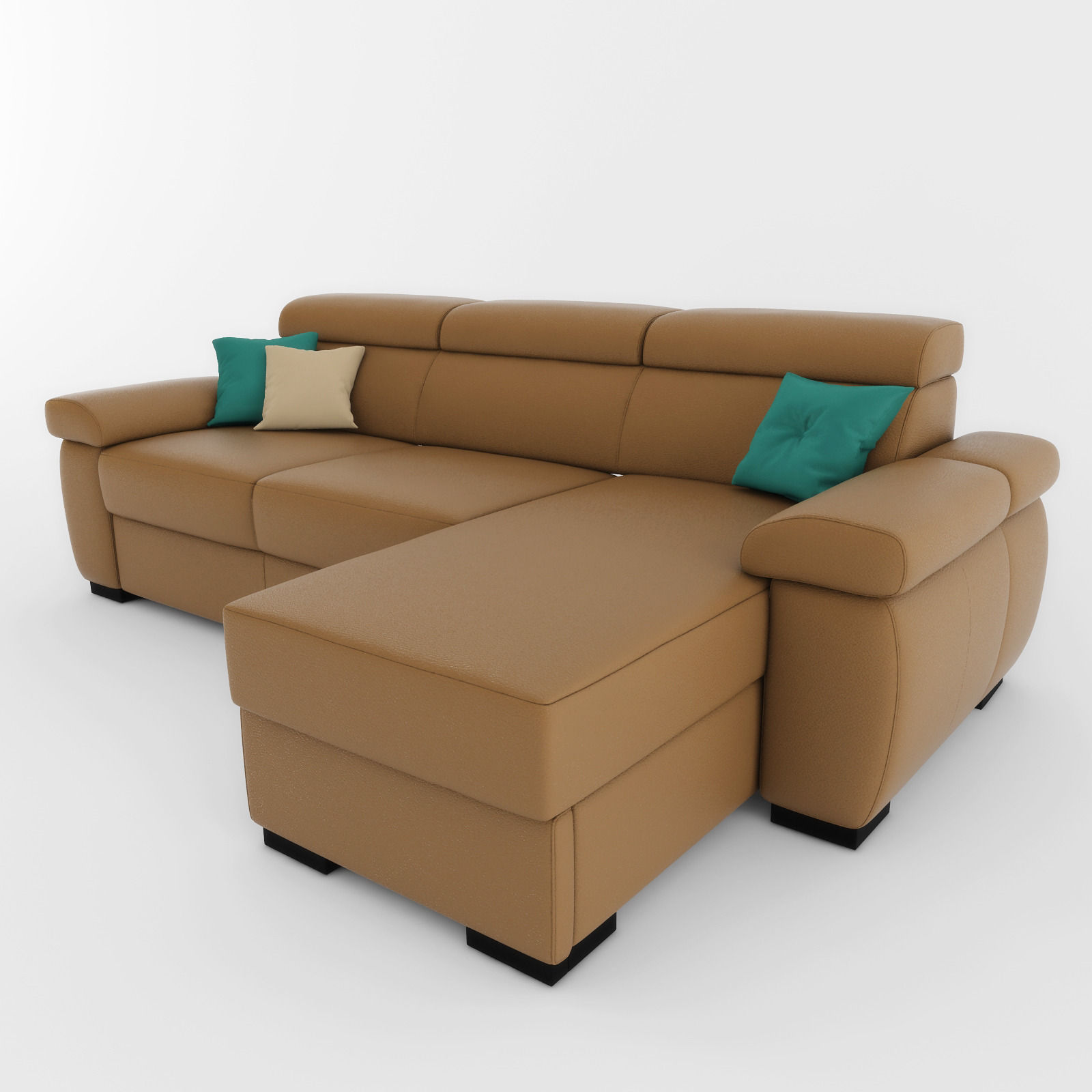 Sofa tan leather sectional 3D model_2