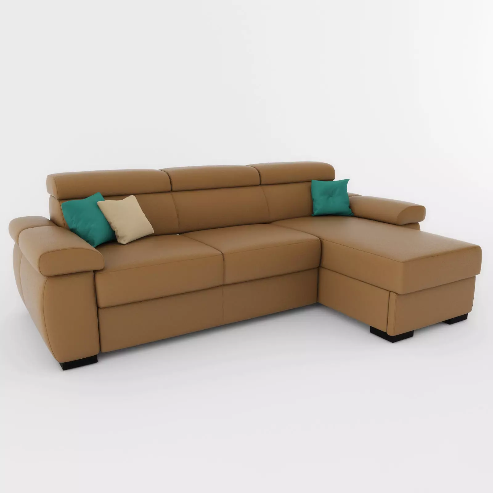 Sofa tan leather sectional 3D model_0