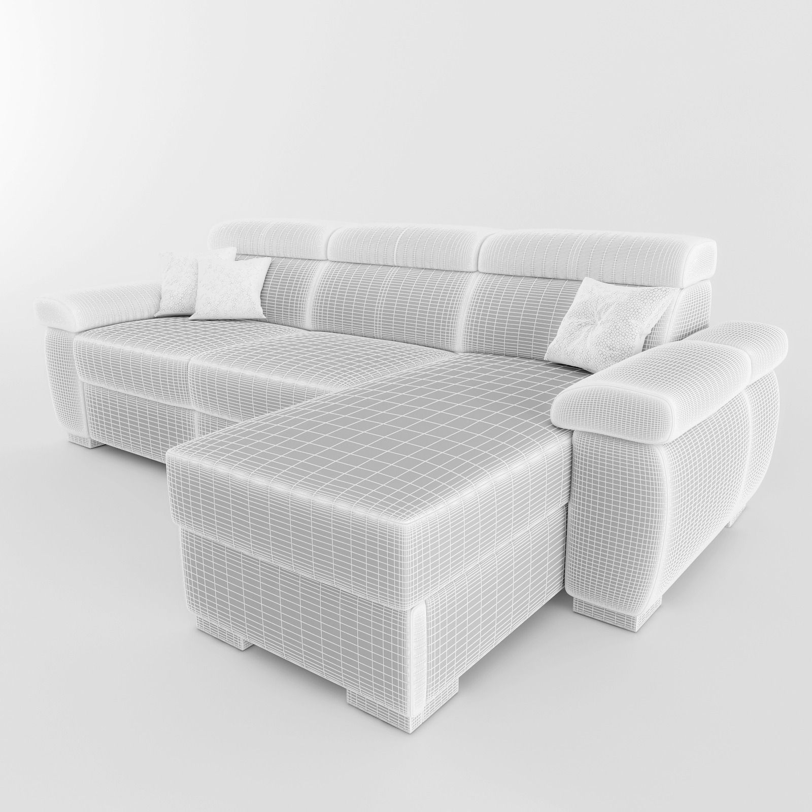 Sofa tan leather sectional 3D model_3