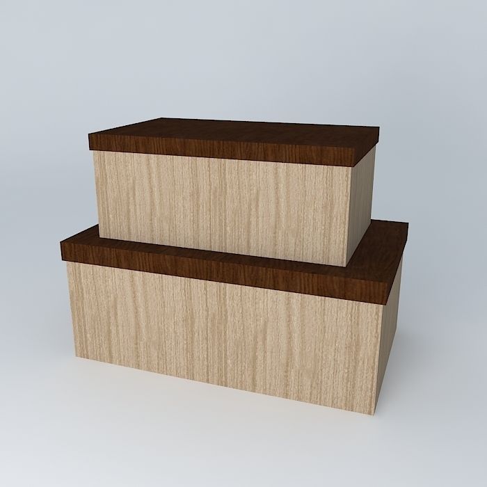 wooden boxes caixas de nadeira Free 3D model_1