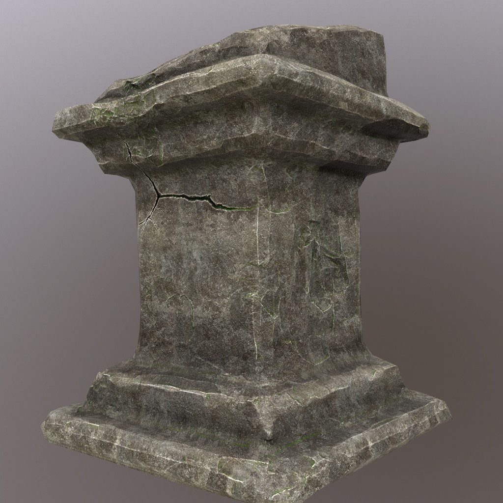lectern stone column Low-poly 3D model_9