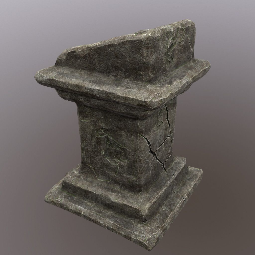 lectern stone column Low-poly 3D model_5