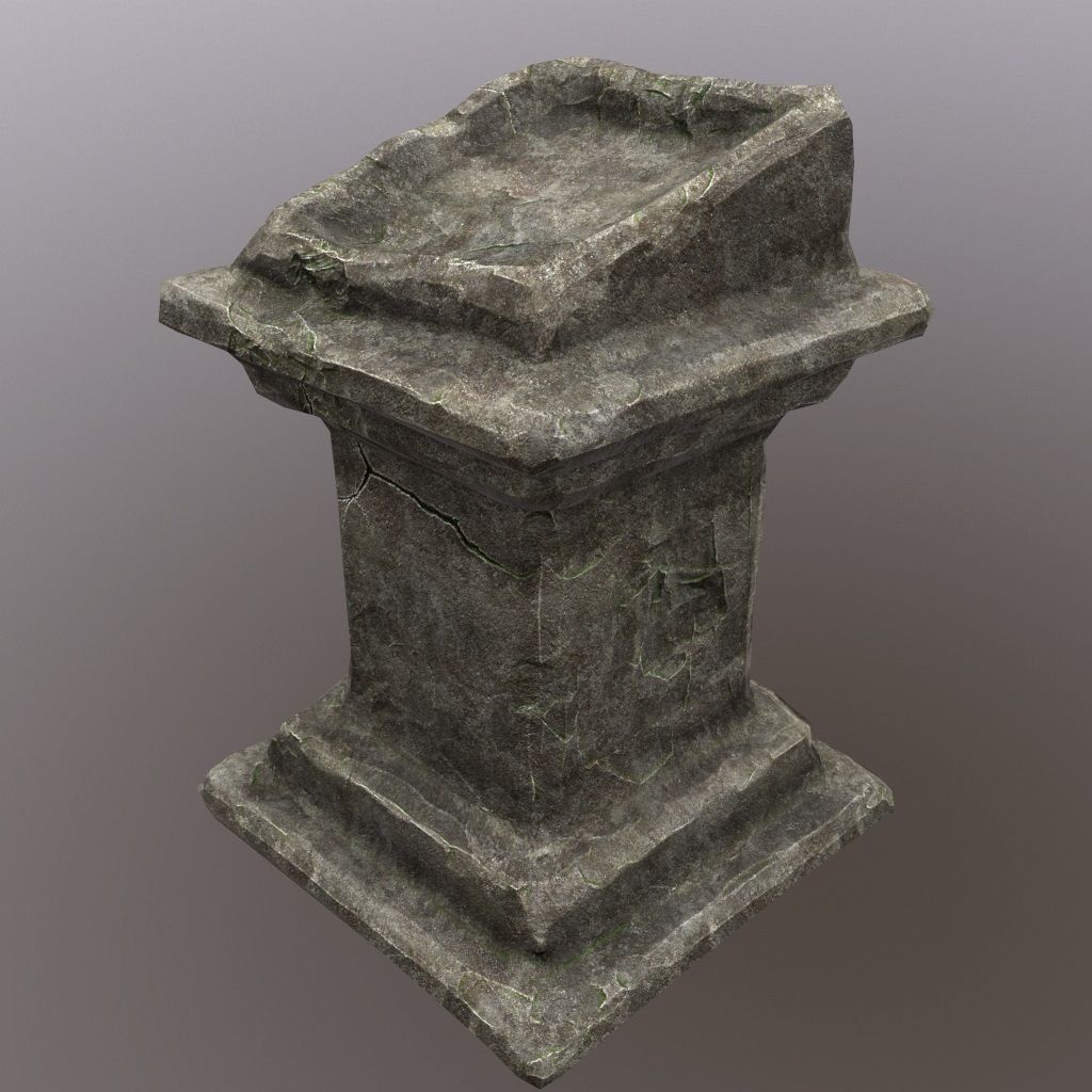 lectern stone column Low-poly 3D model_4
