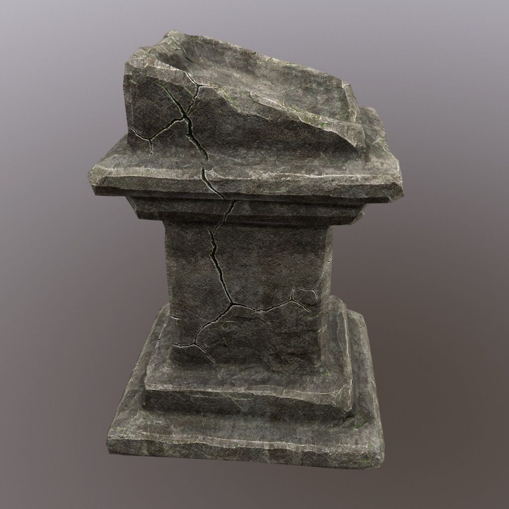 lectern stone column Low-poly 3D model_3