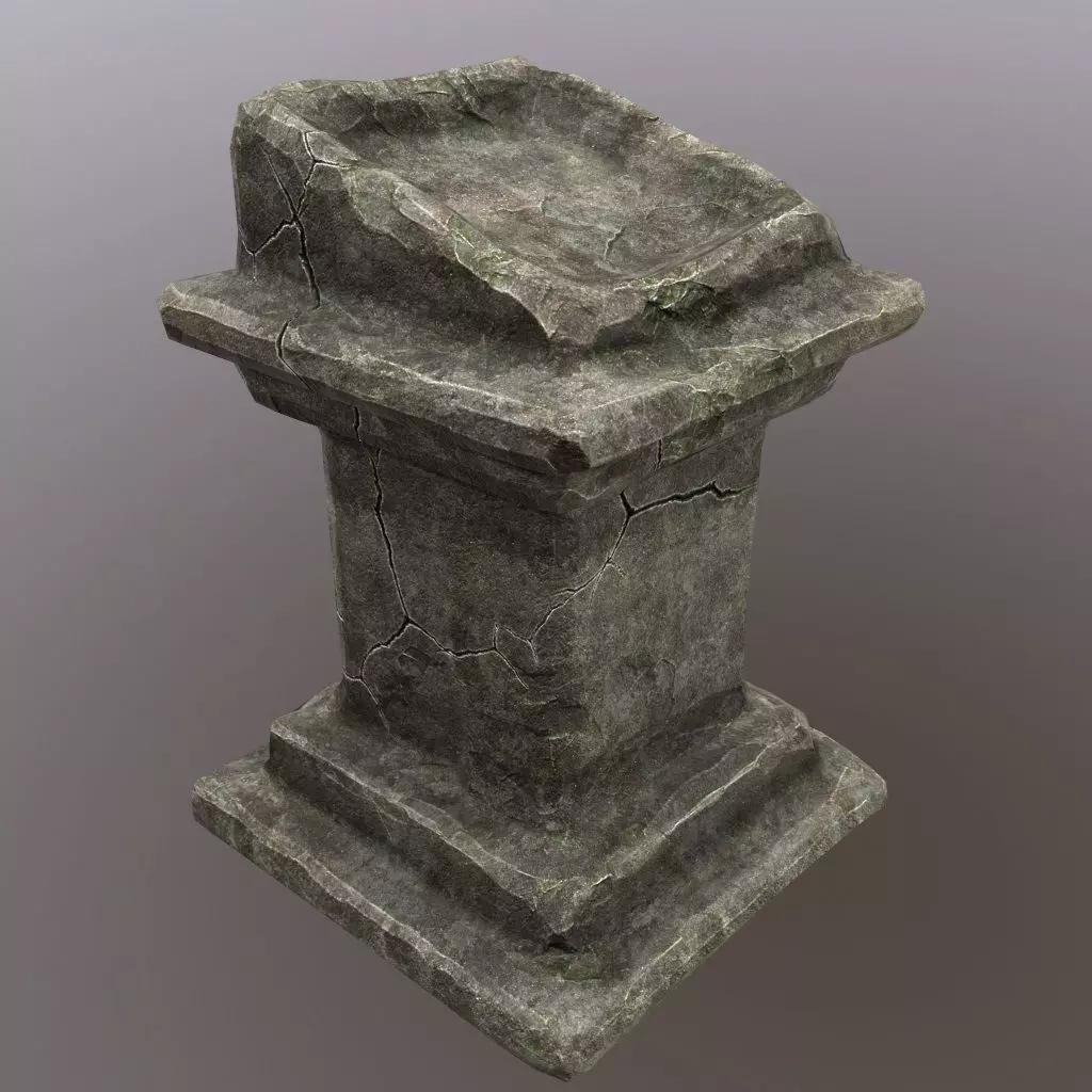 lectern stone column Low-poly 3D model_0