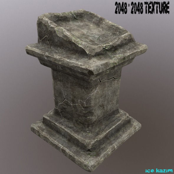 lectern stone column Low-poly 3D model_1