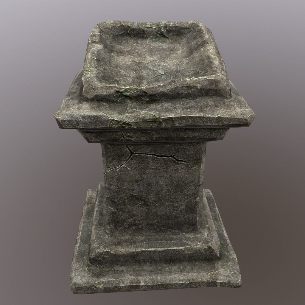 lectern stone column Low-poly 3D model_7