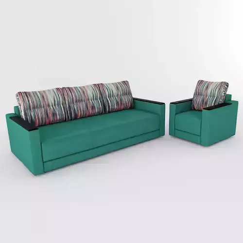 Sofa teal couch and chair 3D model