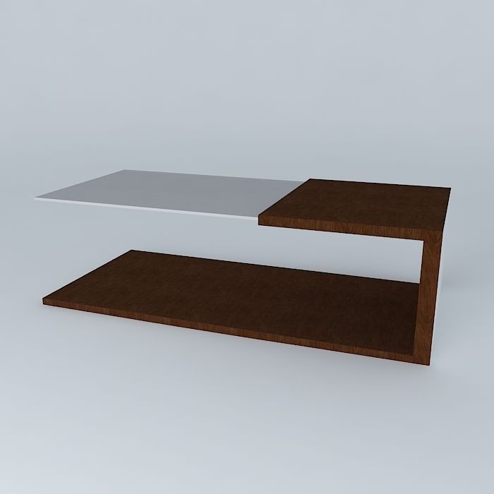 glass and wood coffe table, mesa de centro Free 3D model_1
