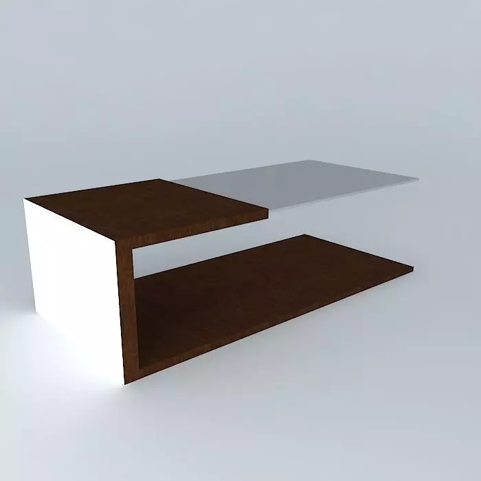 glass and wood coffe table, mesa de centro Free 3D model_0