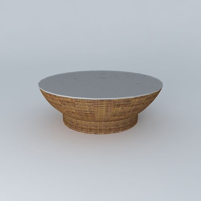 mesa de centro rattan e vidro coffee table rattan and glass Free 3D model_1
