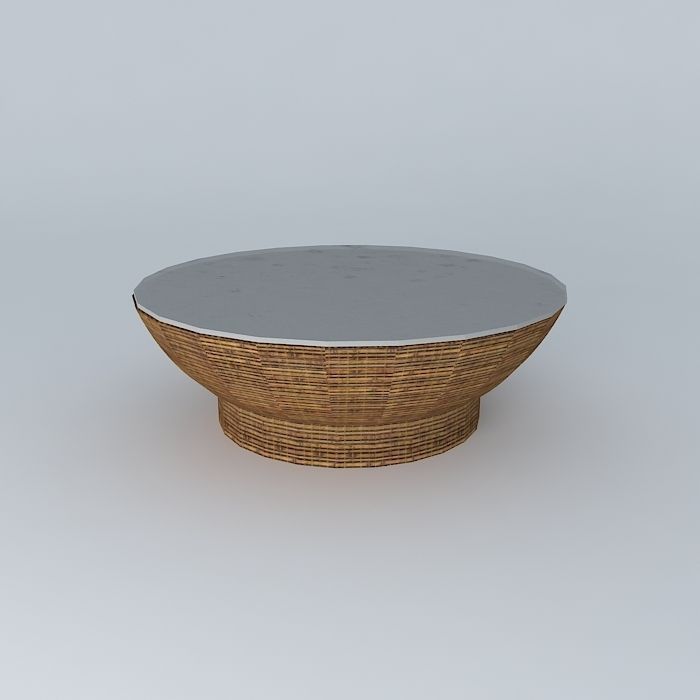 mesa de centro rattan e vidro coffee table rattan and glass Free 3D model_2