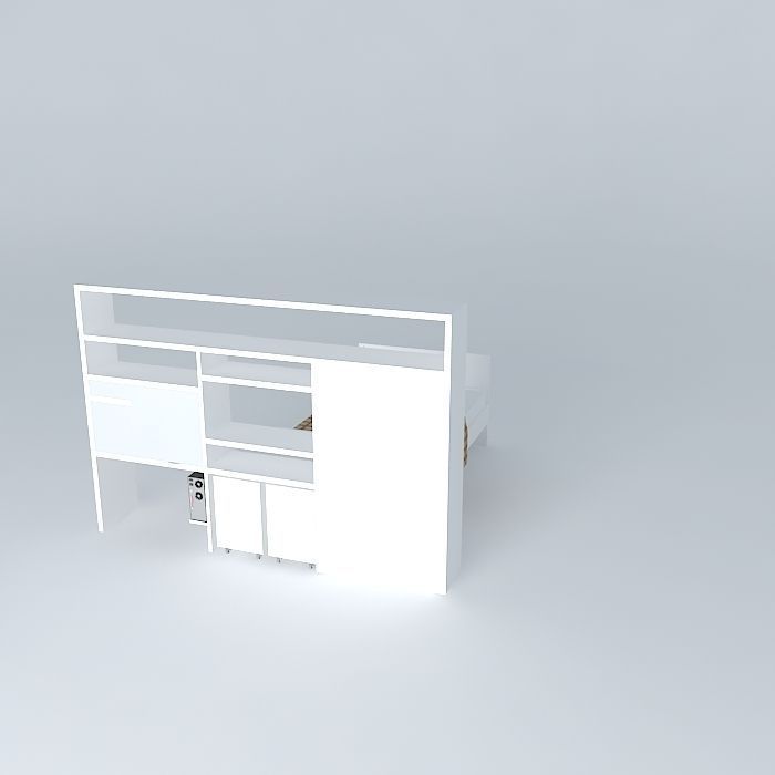vanessaorkut bed with bookcase in middle of it Free 3D model_1