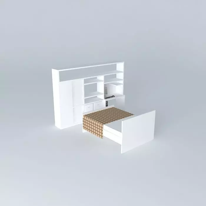 vanessaorkut bed with bookcase in middle of it Free 3D model_0