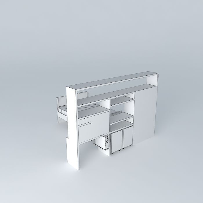 vanessaorkut bed with bookcase in middle of it Free 3D model_4