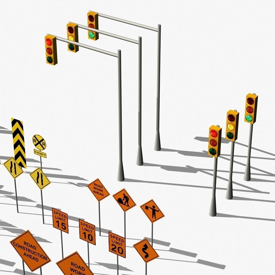Traffic signs Low-poly 3D model_13