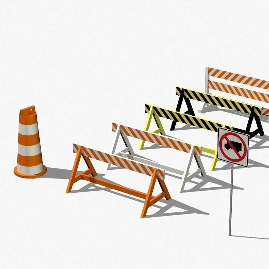 Traffic signs Low-poly 3D model_4