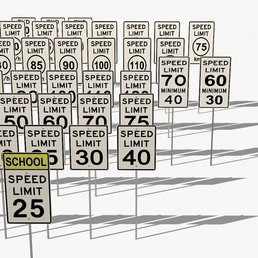 Traffic signs Low-poly 3D model_7