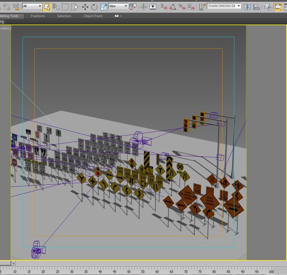 Traffic signs Low-poly 3D model_17