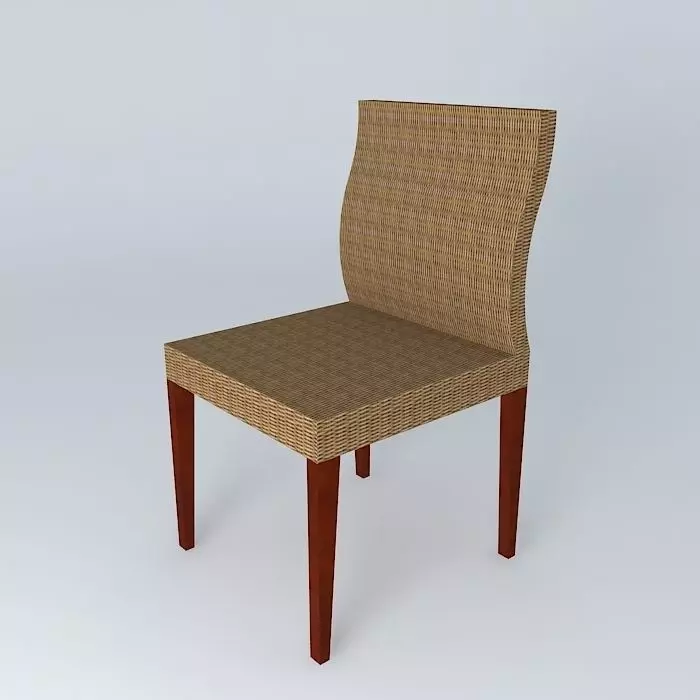 chair wicker with wooden legs Free 3D model