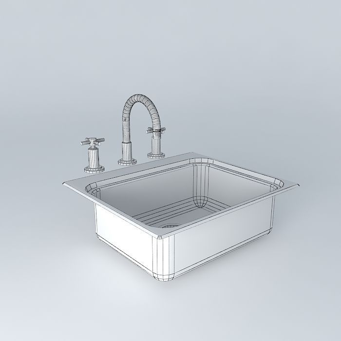 piaedson bowl stainless steel kitchen sink Free 3D model_3