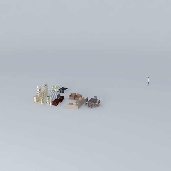 luorkut building in middle of empty field Free 3D model_1