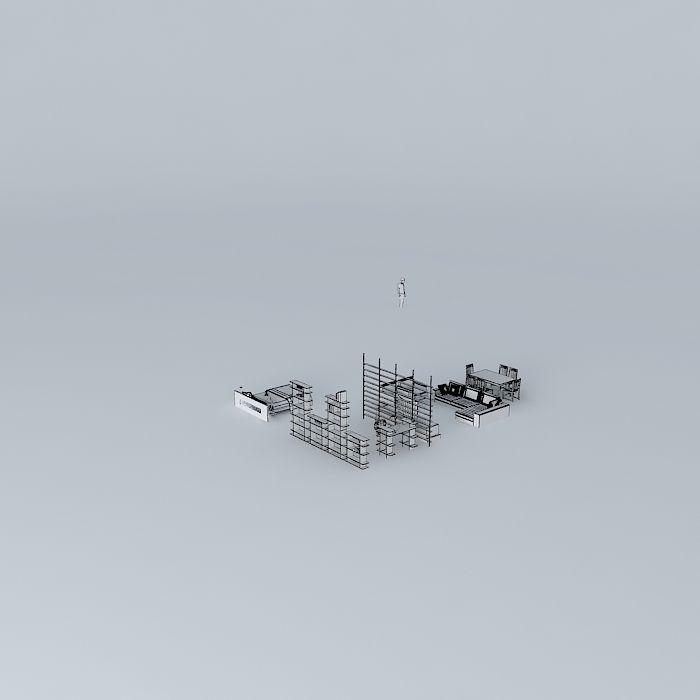 luorkut building in middle of empty field Free 3D model_4
