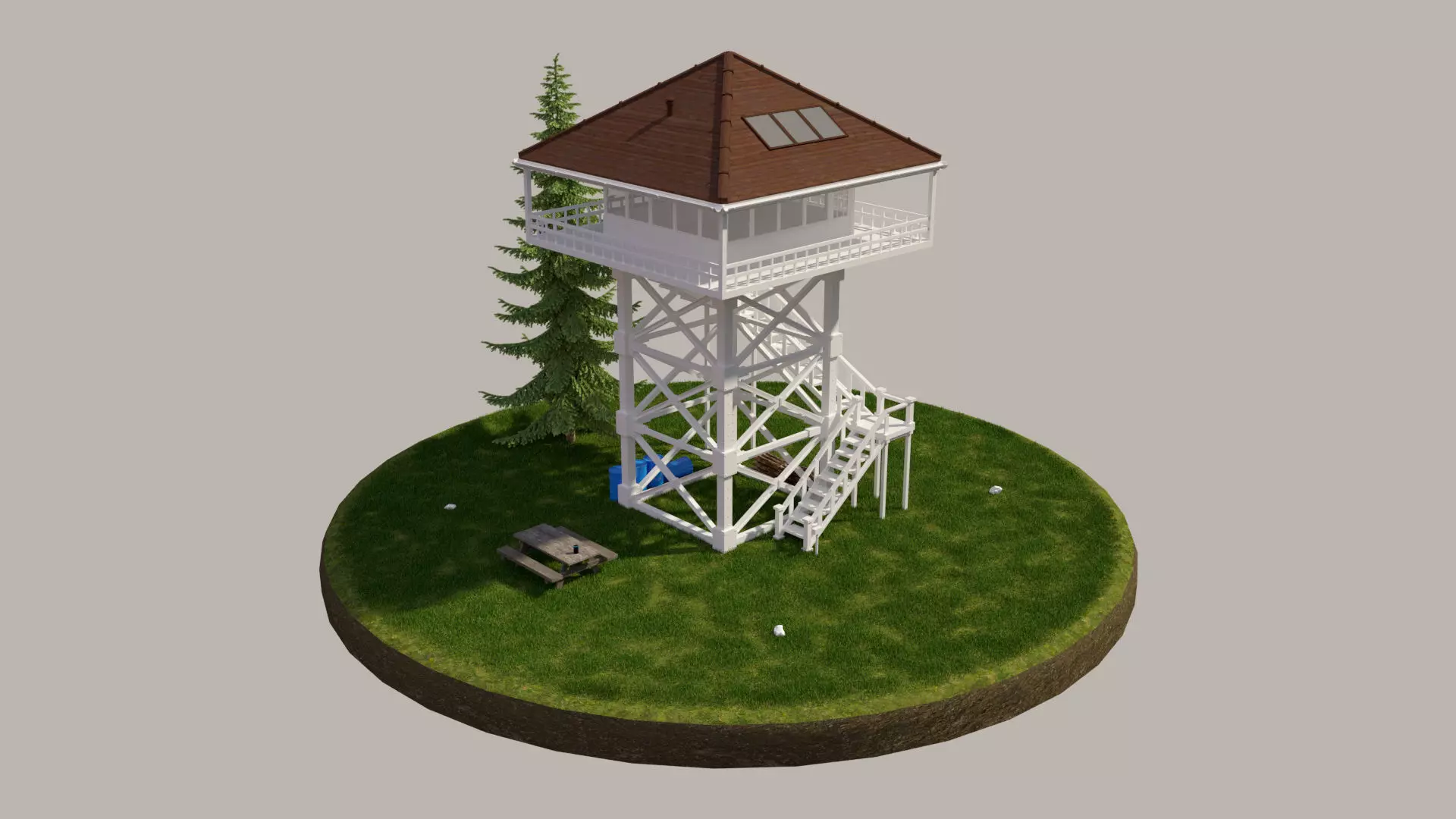 Forest Tower Low-poly 3D model