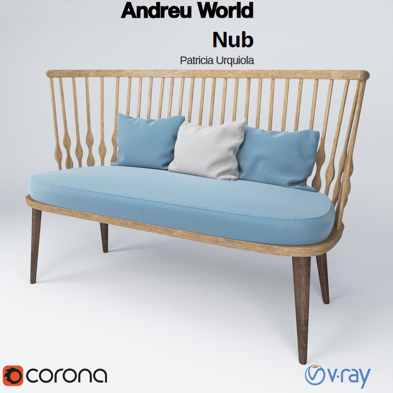 Andreu World Nub Bench by Patricia Urquiola 3D model_2