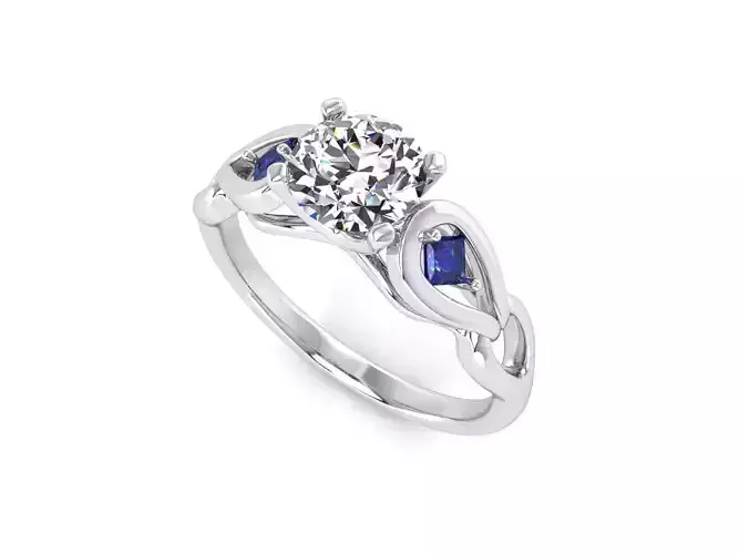 F diamond and sapphire engagement ring