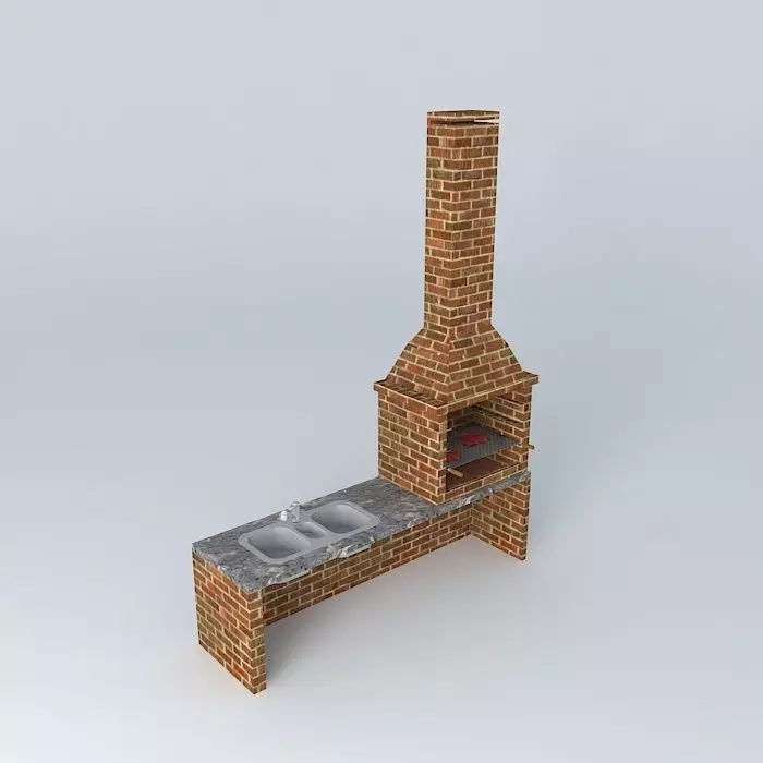 churrasqueiraedson outdoor kitchen with brick fireplace Free 3D model