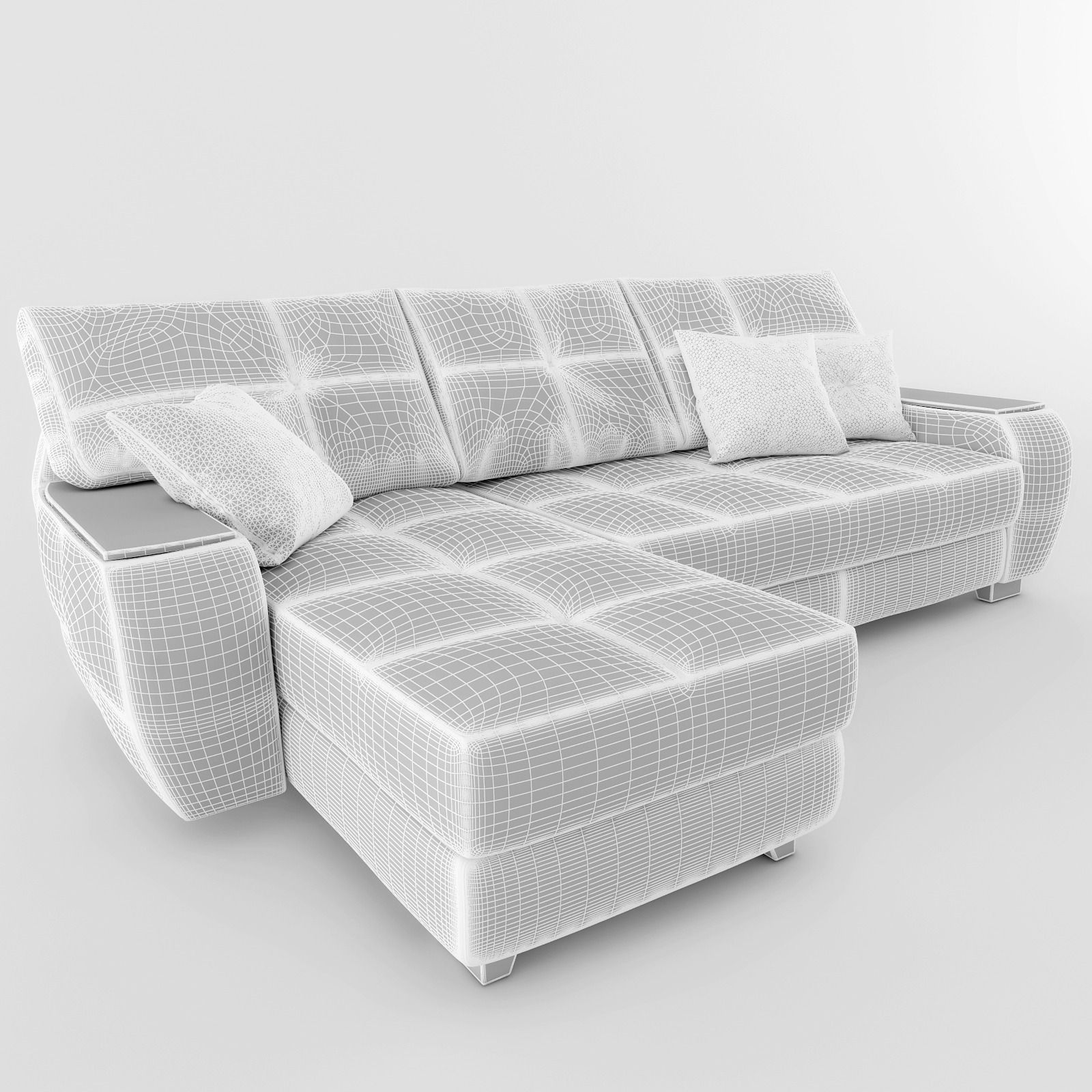 Sofa leather sectional 3D model_3