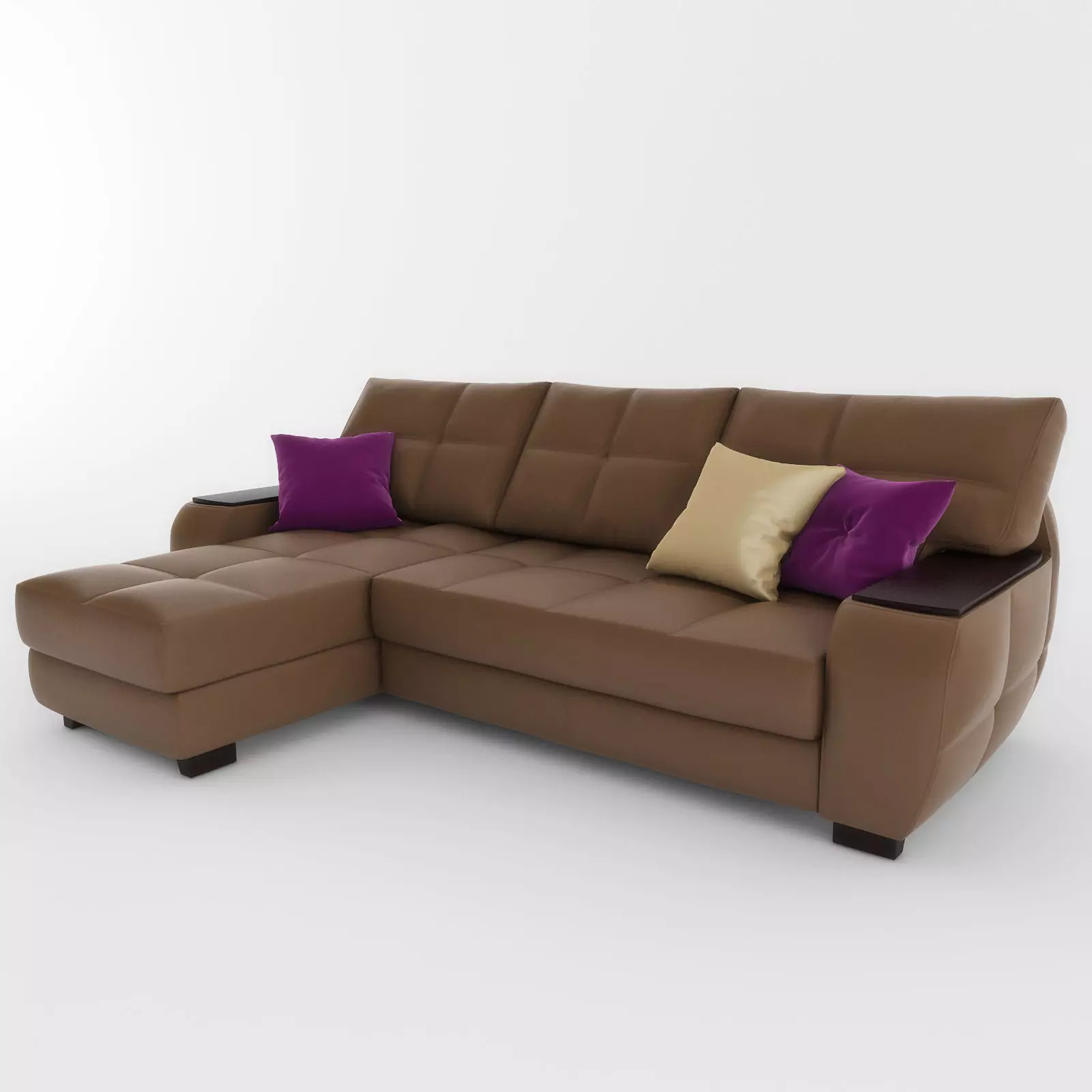 Sofa leather sectional 3D model_0