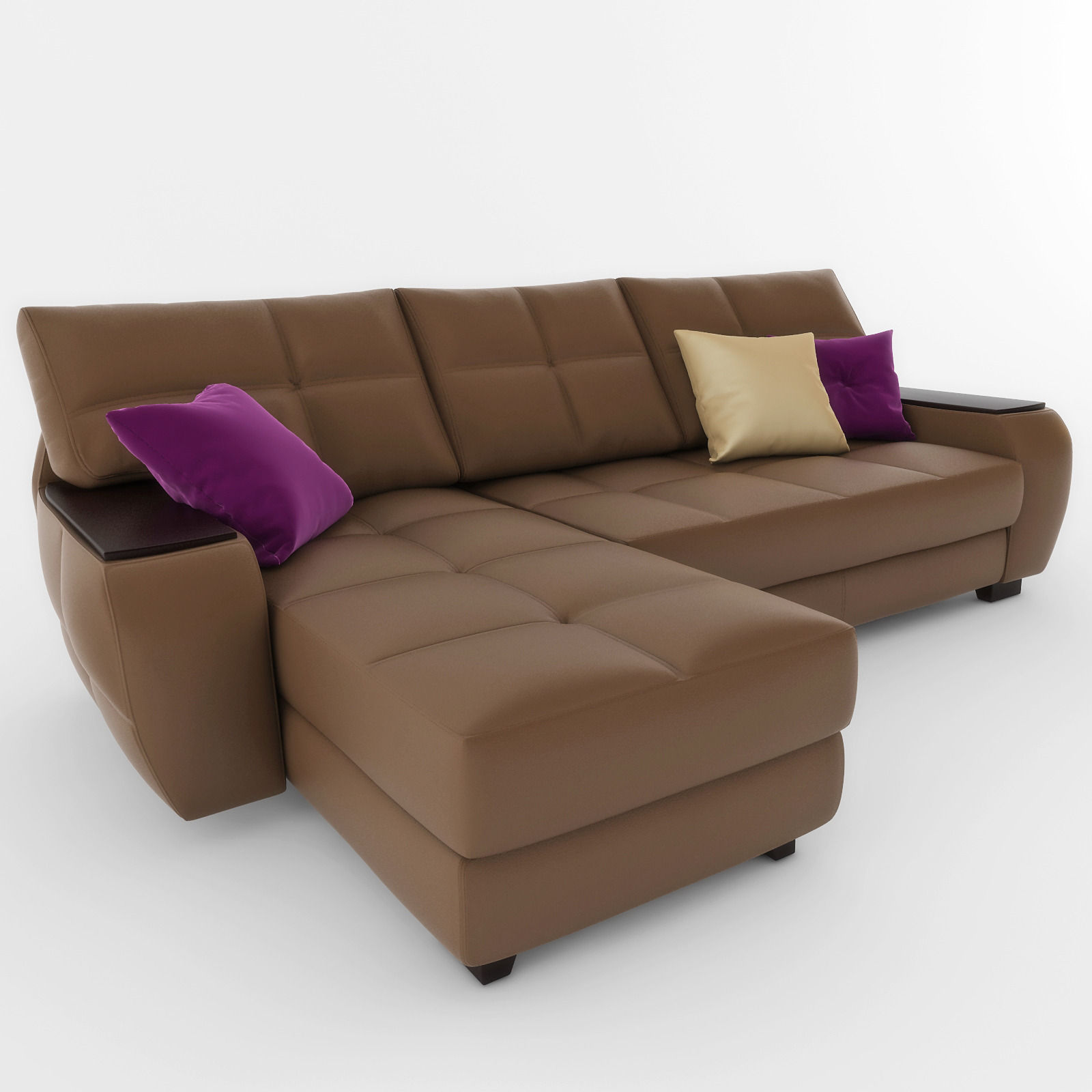Sofa leather sectional 3D model_2