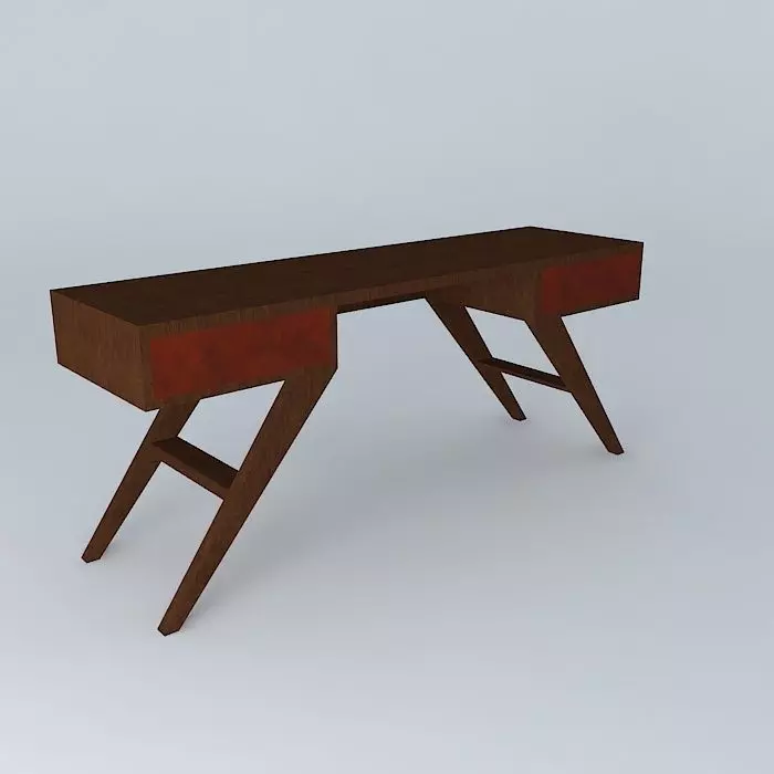 desk desk wooden console table with legs Free 3D model_0
