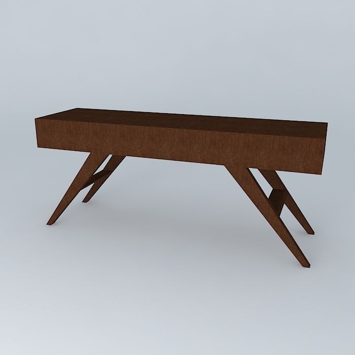 desk desk wooden console table with legs Free 3D model_1