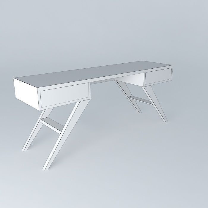 desk desk wooden console table with legs Free 3D model_3