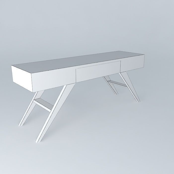 desk desk wooden console table with legs Free 3D model_4