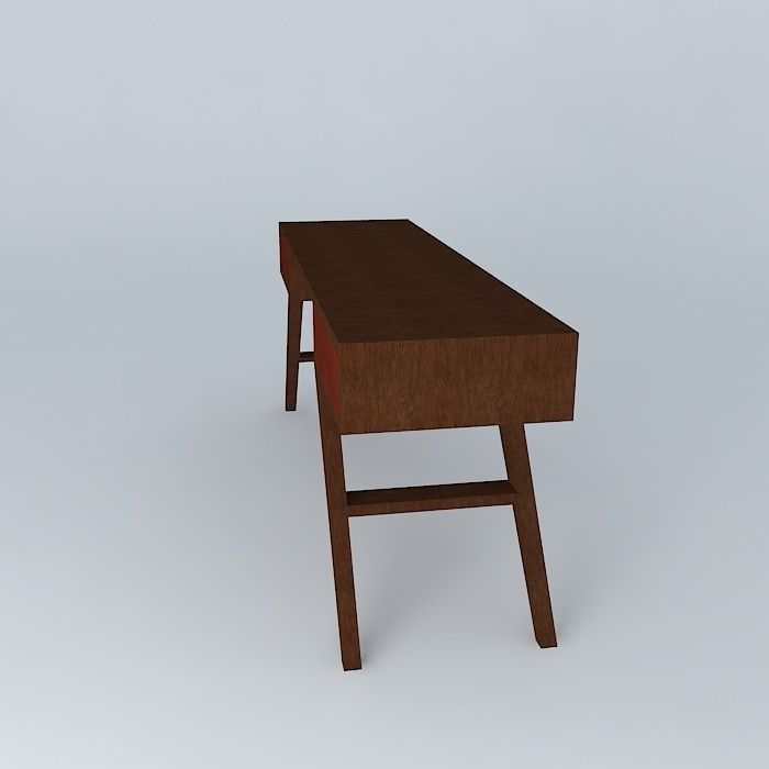 desk desk wooden console table with legs Free 3D model_2