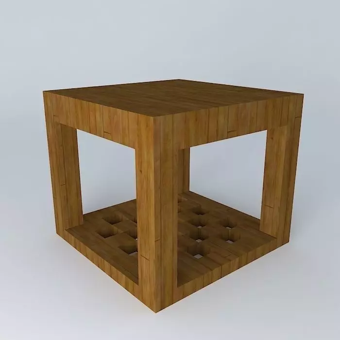 stand wooden table with holes in it Free 3D model_0