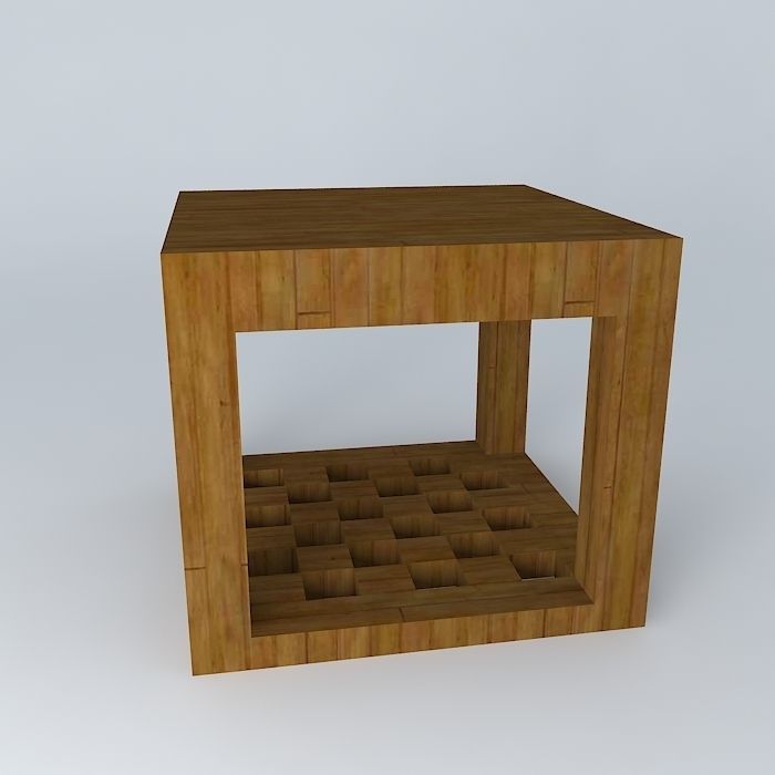 stand wooden table with holes in it Free 3D model_2