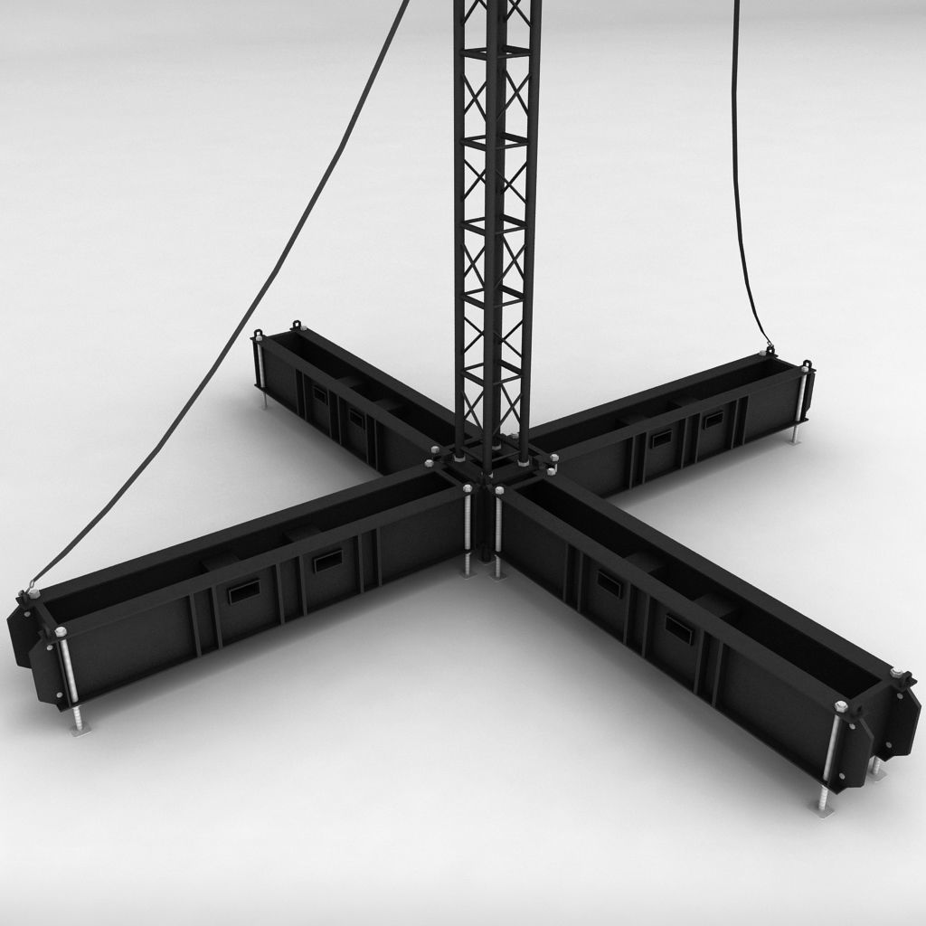 Speaker concert system scaffolding tower array 3D model_6